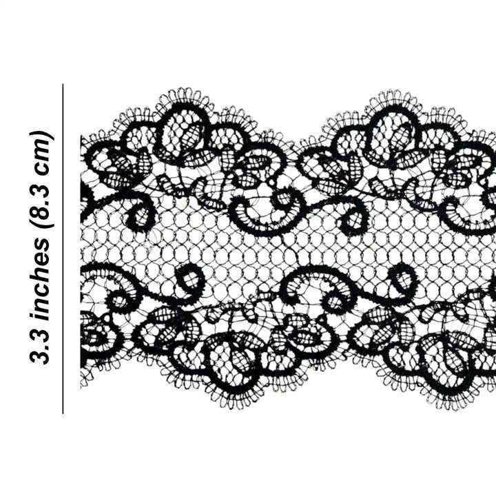 Seraphine Ornate Scroll Embroidery Lace | Width 8.3cm (3.3 inches) 83mm