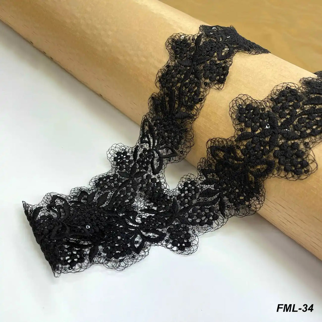 Designer Floral Lace with Net Base | Width 7.8cm (3.1 inches) 78mm