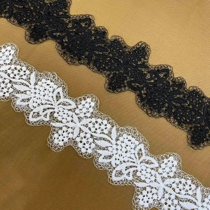 Designer Floral Lace with Net Base | Width 7.8cm (3.1 inches) 78mm