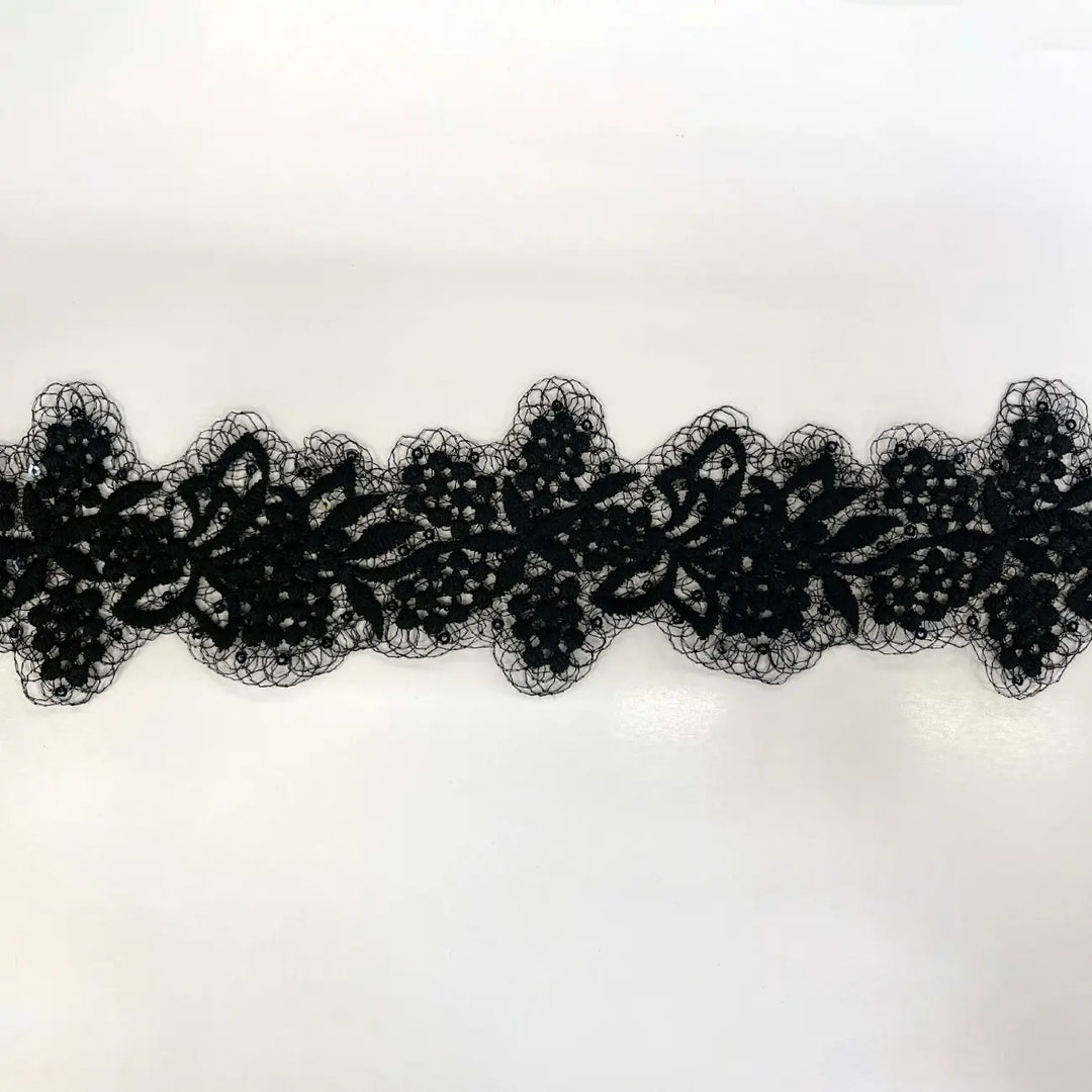 Designer Floral Lace with Net Base | Width 7.8cm (3.1 inches) 78mm