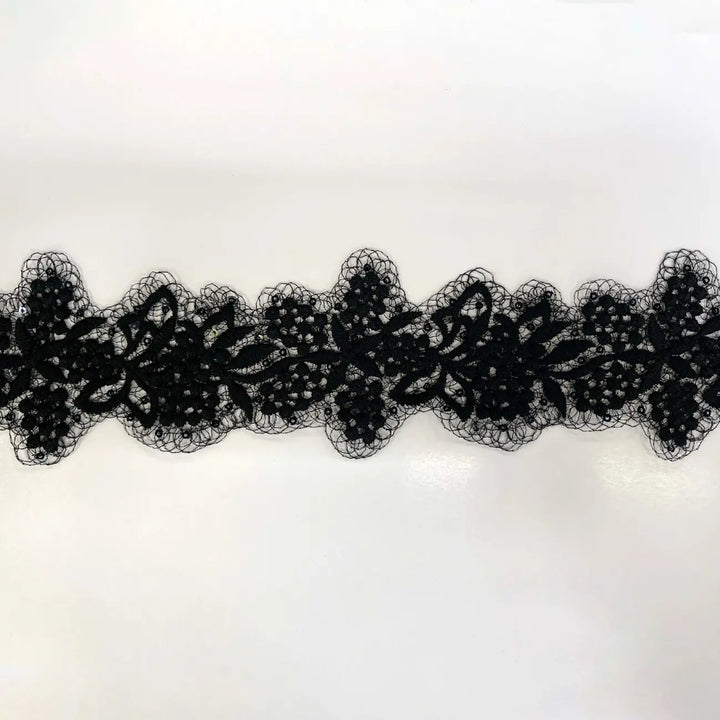 Designer Floral Lace with Net Base | Width 7.8cm (3.1 inches) 78mm