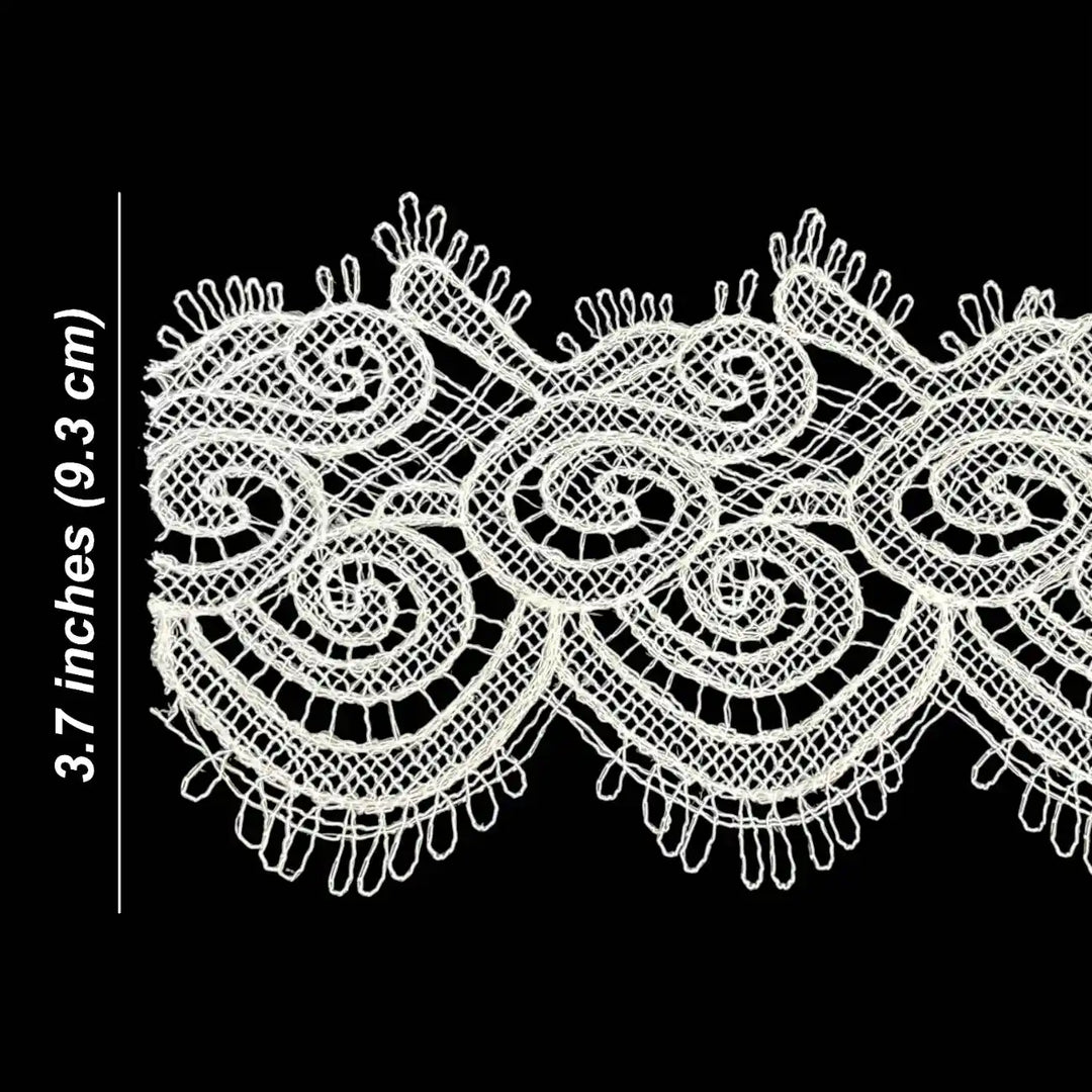 Classic Scroll Embroidered Lace | Width 9.3cm (3.7 inches) 93mm
