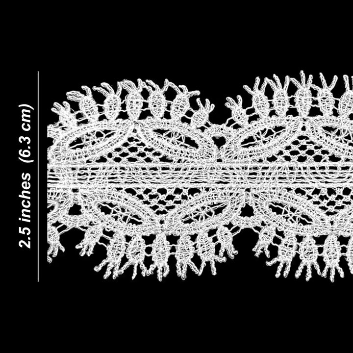 Net Lace Border with Fringe Edge | Width 6.3cm (2.5 inches) 63mm