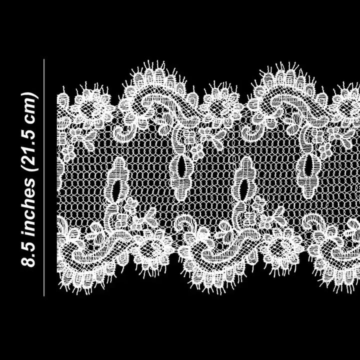 Graceful Lace with Floral Motifs | Width 21.5cm (8.5 inches) 215mm