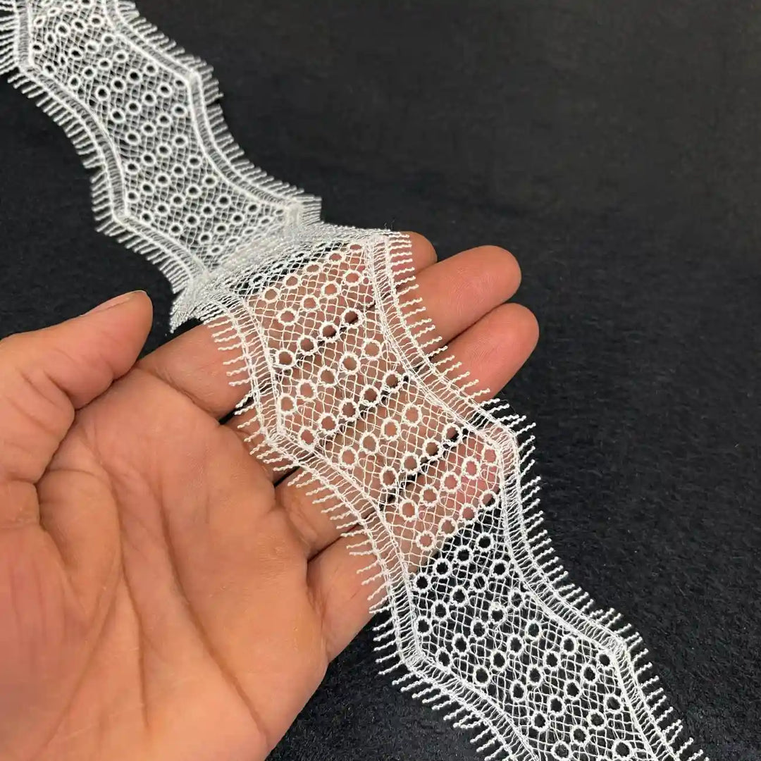 Net Lace Trim with Intricate Pattern | Width 5.5cm (2.1 inches) 55mm