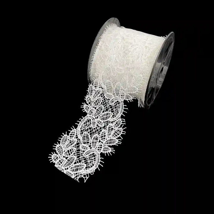 Ivory Bloom Embroidered Lace Trim | 7cm (3 inches) 70mm