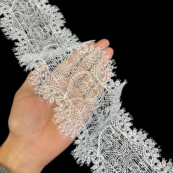 Floral Design White Lace Border | Width 10.6cm (4.2 inches) 106mm