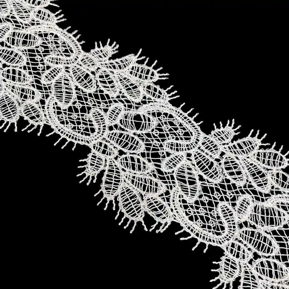 Ivory Bloom Embroidered Lace Trim | 7cm (3 inches) 70mm