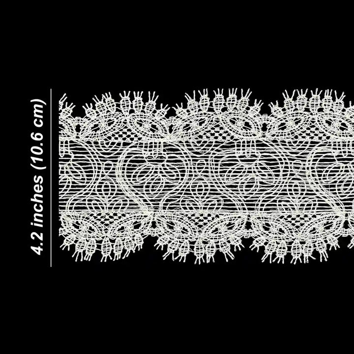 Floral Design White Lace Border | Width 10.6cm (4.2 inches) 106mm