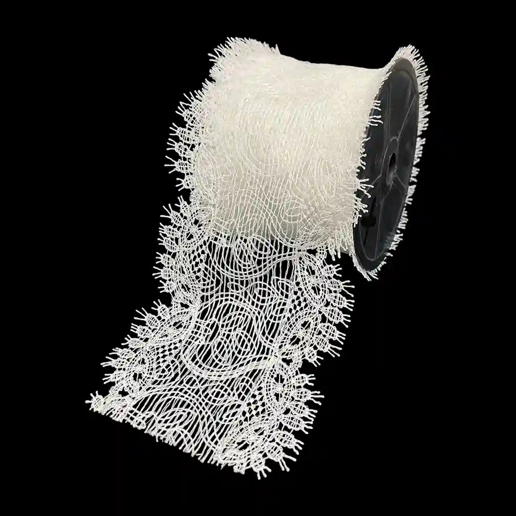 Floral Design White Lace Border | Width 10.6cm (4.2 inches) 106mm