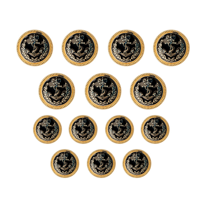 Seafaring Symbol Anchor Design Gold Metal Buttons(7 Big + 7 Small)