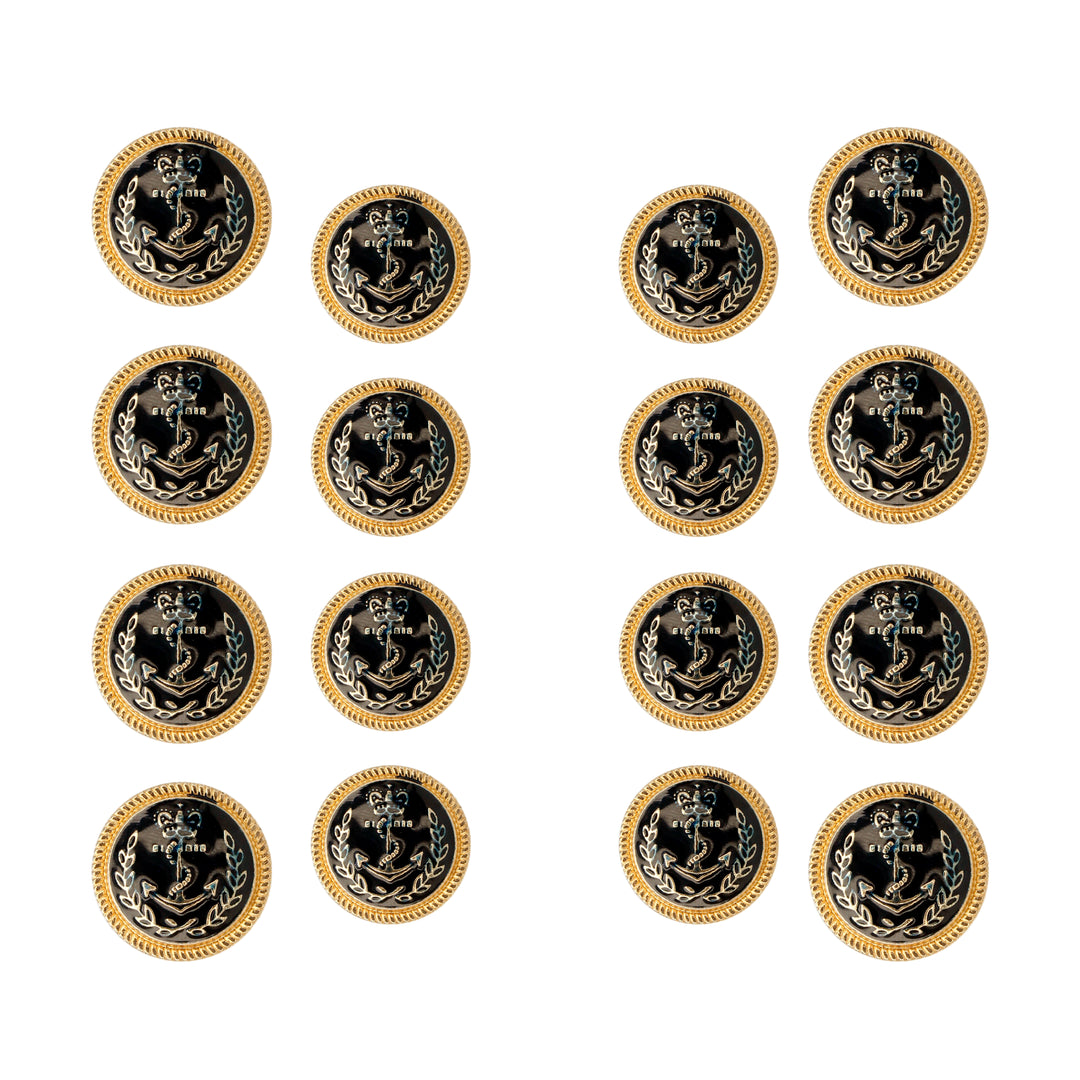 Seafaring Symbols Anchor Design Metal Buttons (8 Big + 8 Small)