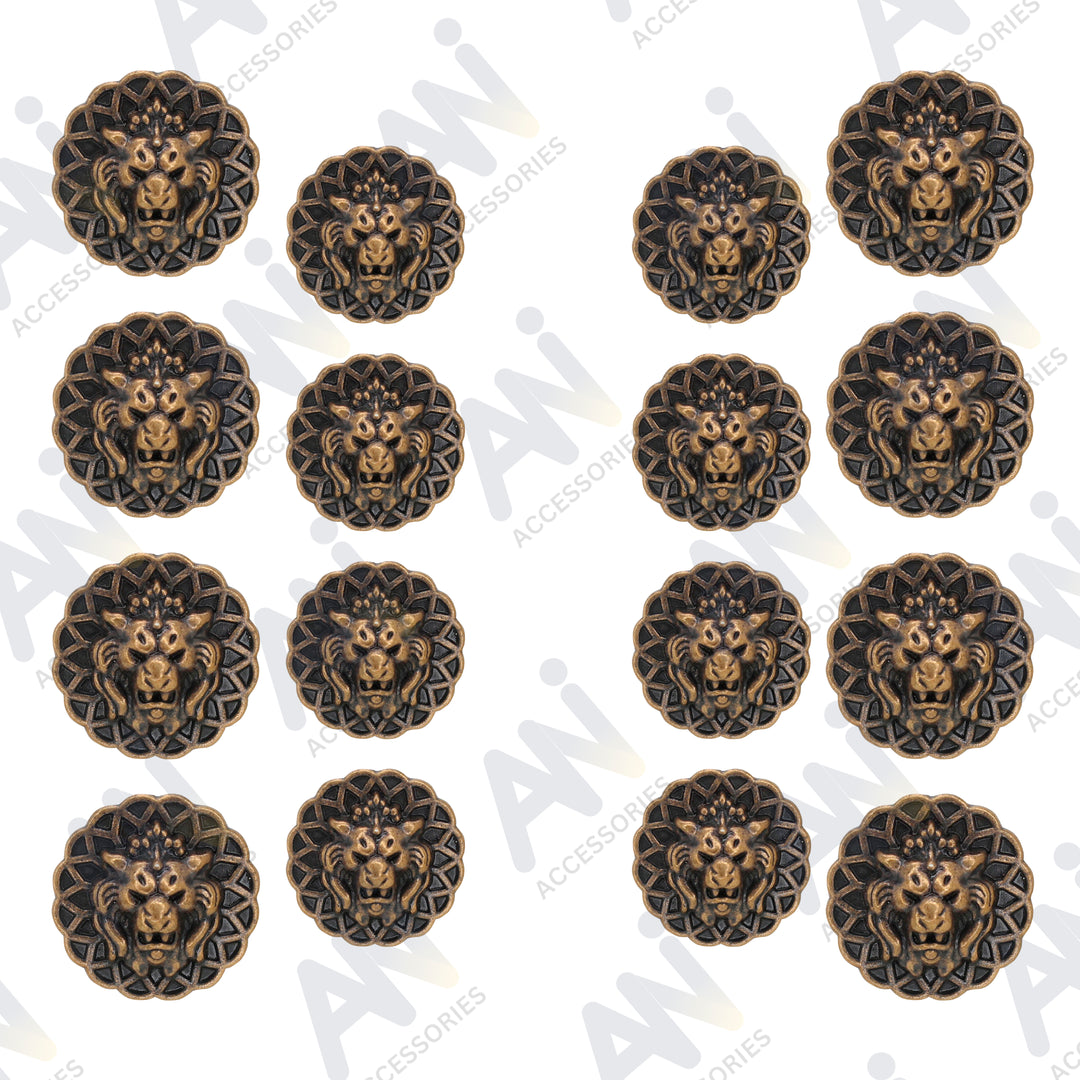 Lion Head Buttons for Clothing and Accessories