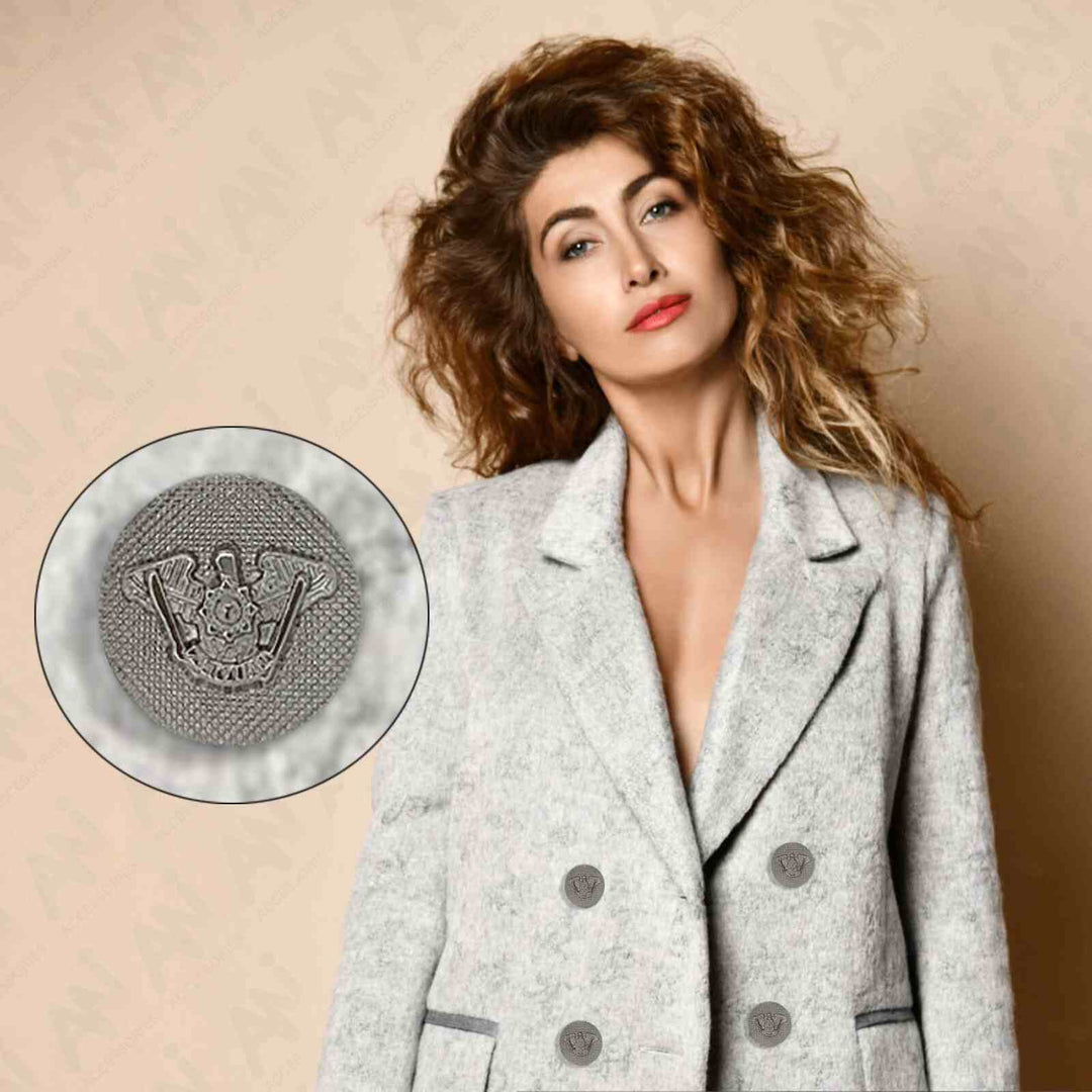 Premium silver finish shank metal buttons by Ani Accessories – perfect for stylish apparel and accessory projects