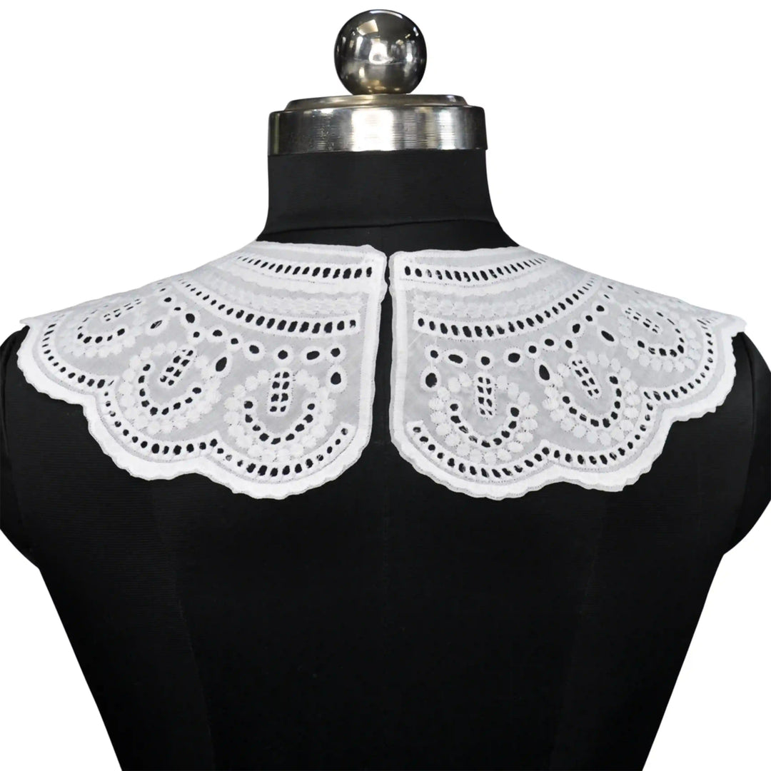 Feminine Floral Guipure Peter Pan collar adorned with intricate lacework and graceful rounded silhouette