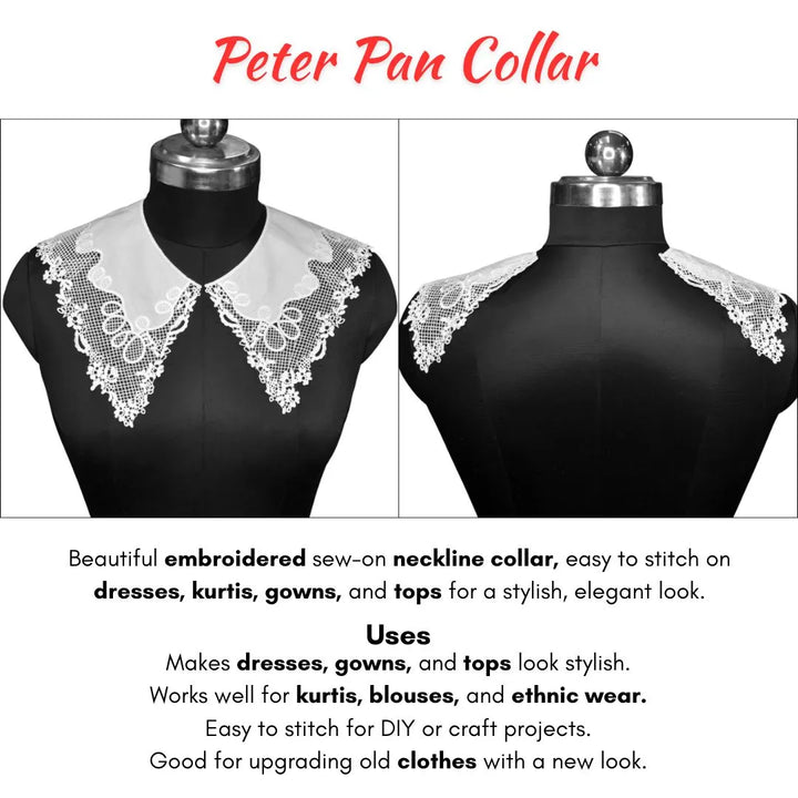 Feminine Pilgrim Flower Peter Pan collar designed with soft floral patterns and neat curved edges