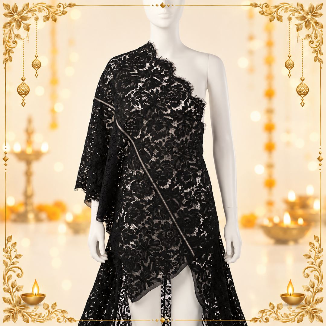 Intricate Garden Pattern Lacev Fabric | 22 Inches Width