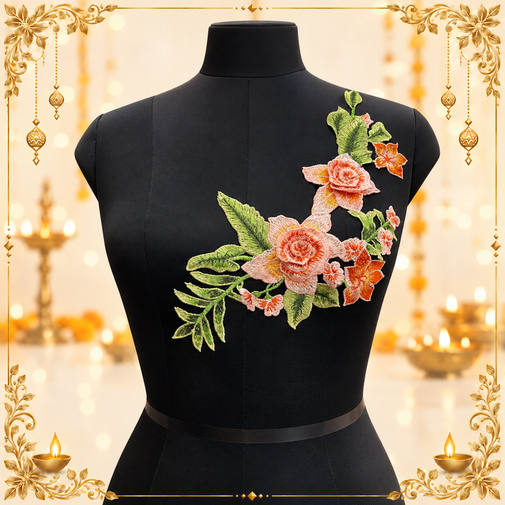 Multicolor Rose Flower Sew Patch for Suit & Garments