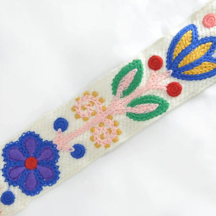 Decorative Fiesta Flower Crochet Lace with colorful floral & leaf patterns on a white background | Ani Accessories