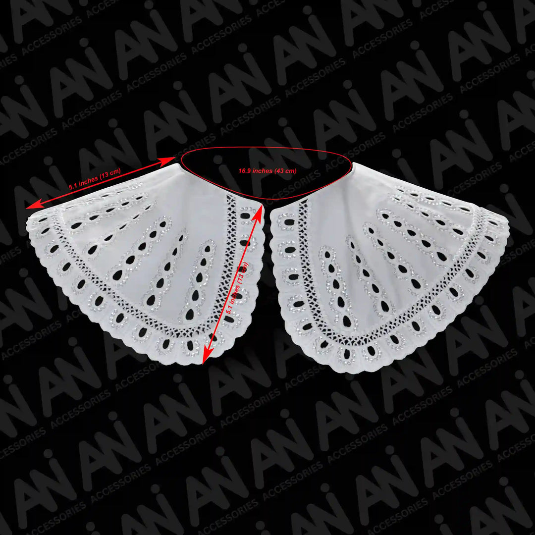 Floral Broderie Anglaise Collar soft cotton cutwork design, stylish removable fashion accessory