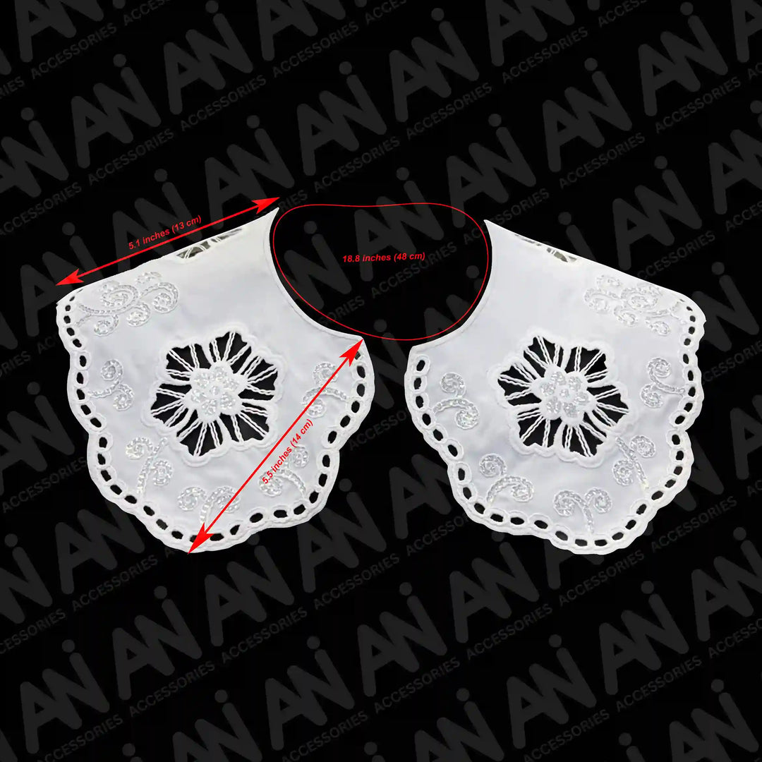 Floral Eyelet Peter Pan Collar soft cotton eyelet design, classic detachable fashion accessory