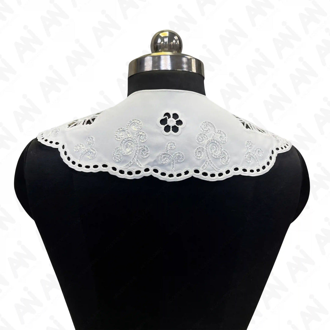 Floral Eyelet Peter Pan Collar soft cotton eyelet design, classic detachable fashion accessory