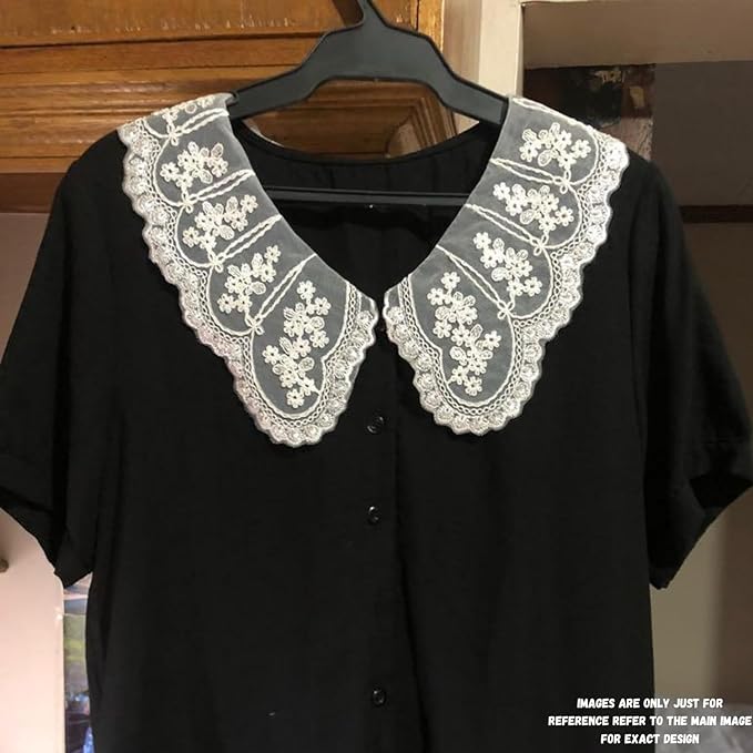 Floral and leafy design round neckline by Ani Accessories showcasing intricate embroidery, texture, and premium craftsmanship