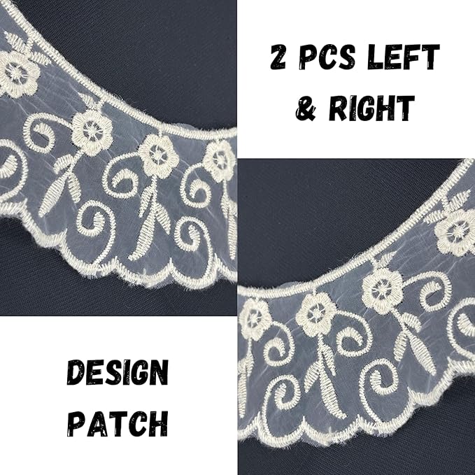 Floral and leafy round neckline by Ani Accessories featuring intricate handcrafted embroidery and elegant design detailing