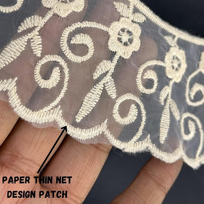 Floral and leafy round neckline by Ani Accessories featuring intricate handcrafted embroidery and elegant design detailing