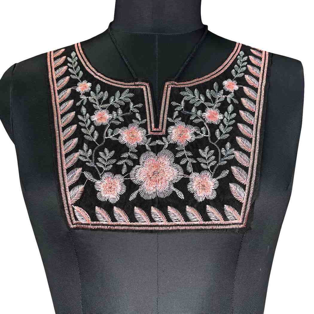 Floral and leafy style ethnic neckline with intricate embroidery and elegant curves for traditional wear Ani Accessories