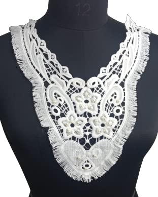Floral border design neckline by Ani Accessories showing size reference for accurate fitting on women’s dresses and shirts