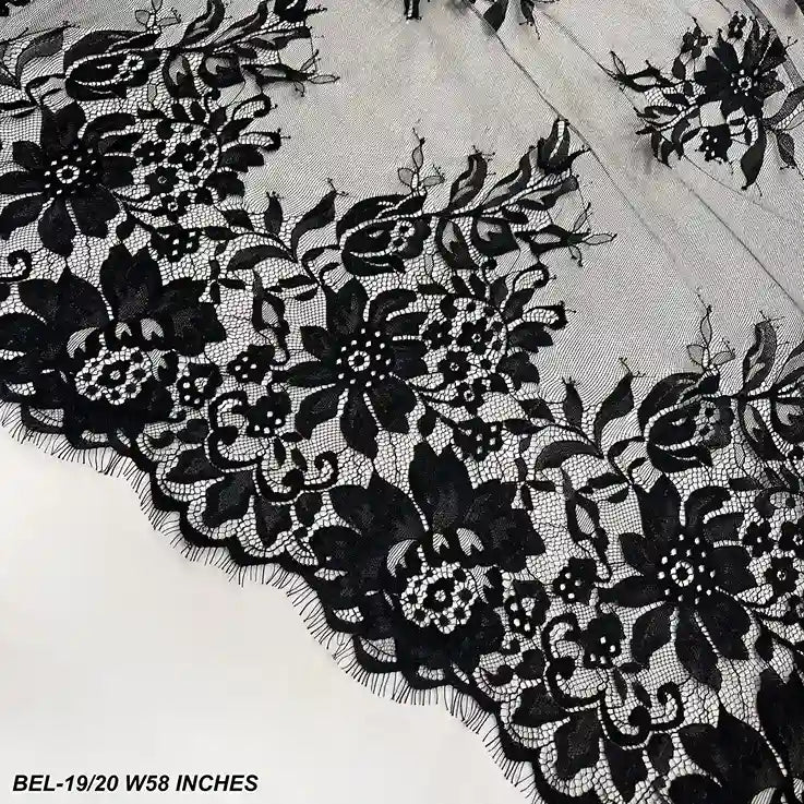 Floral corded Chantilly French fabric 58 inch width by Ani Accessories for bridal and designer wear