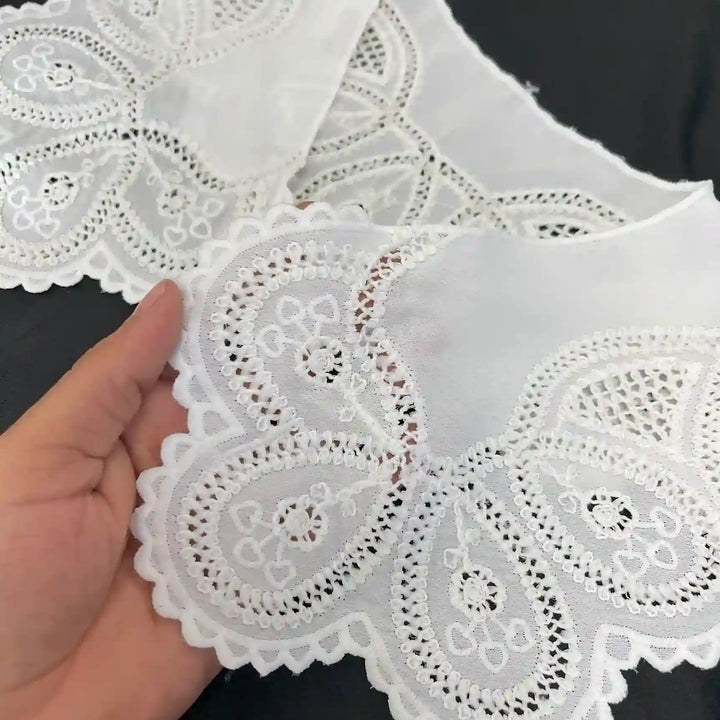 Floral inspired Peter Pan collar with soft embroidered details, perfect for dresses, blouses and graceful styling