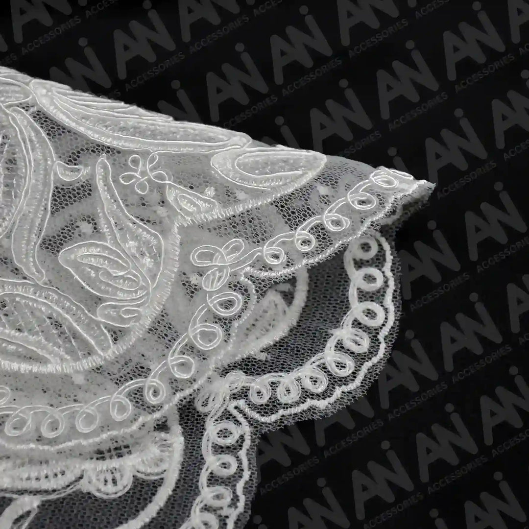 Floral pattern neck collar applique with elegant embroidery and lace detail for dresses, kurtis and festive outfits