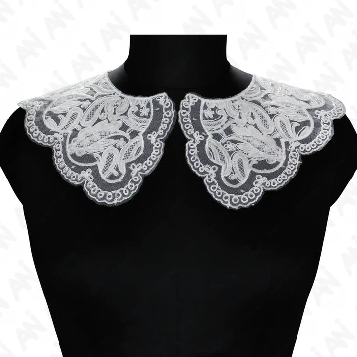 Floral pattern neck collar patch with intricate embroidery, elegant lace design for dresses, kurtis, gowns and DIY sewing