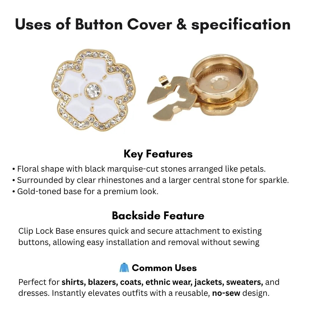 Marquise Style Flower Button Cover