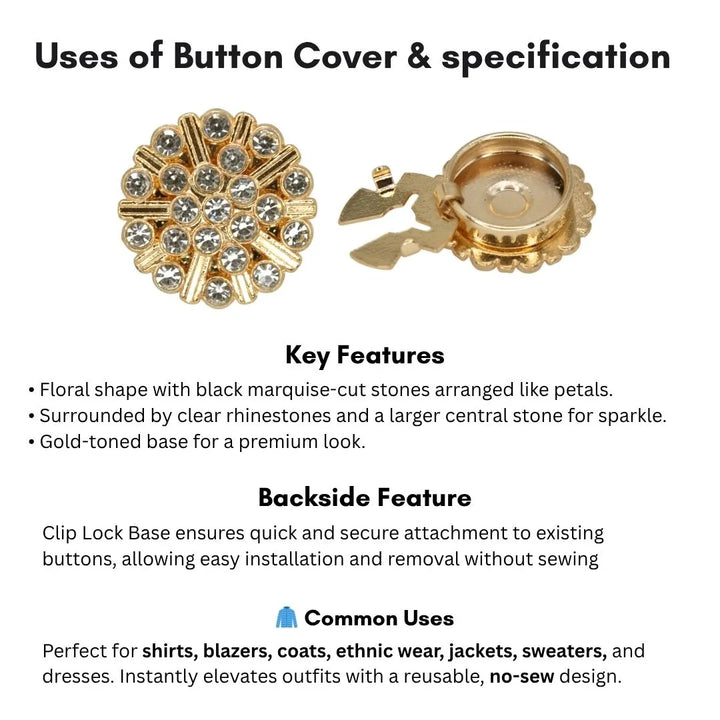 Gold-Tone Crystal Starburst Button Cover