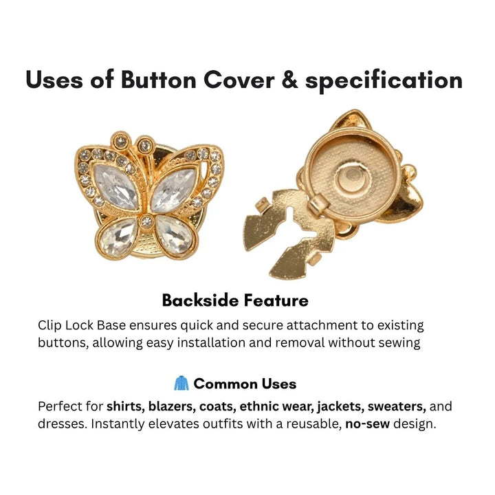 Butterfly Rhine Stone Cover Buttons