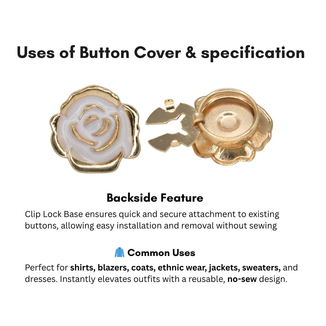 White Enamel Rose Button Cover