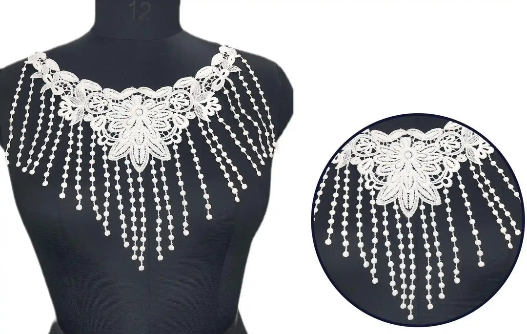 Fringe floral style yoke featuring delicate flower detailing and decorative fringe accents by Ani Accessories