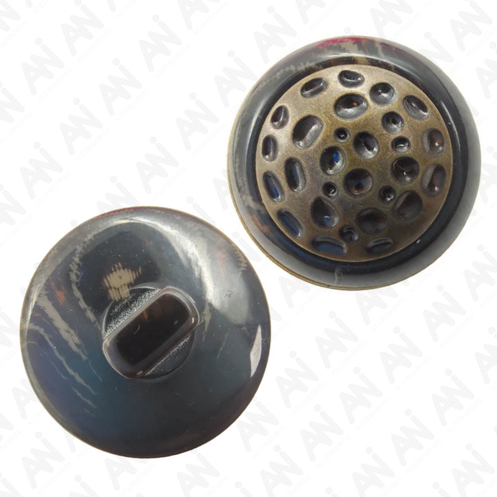 Round Brown Imitation Horn Shank Button (Pack of 8)