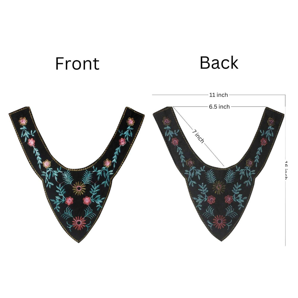 Front and Back Elegant royal floral round shape neckline featuring rich embroidery, perfect for festive and bridal wear