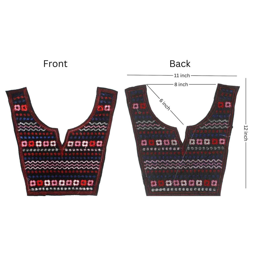Front and Back Luxury couture grid pattern neckline embroidery by Ani Accessories for premium kurtis and gowns