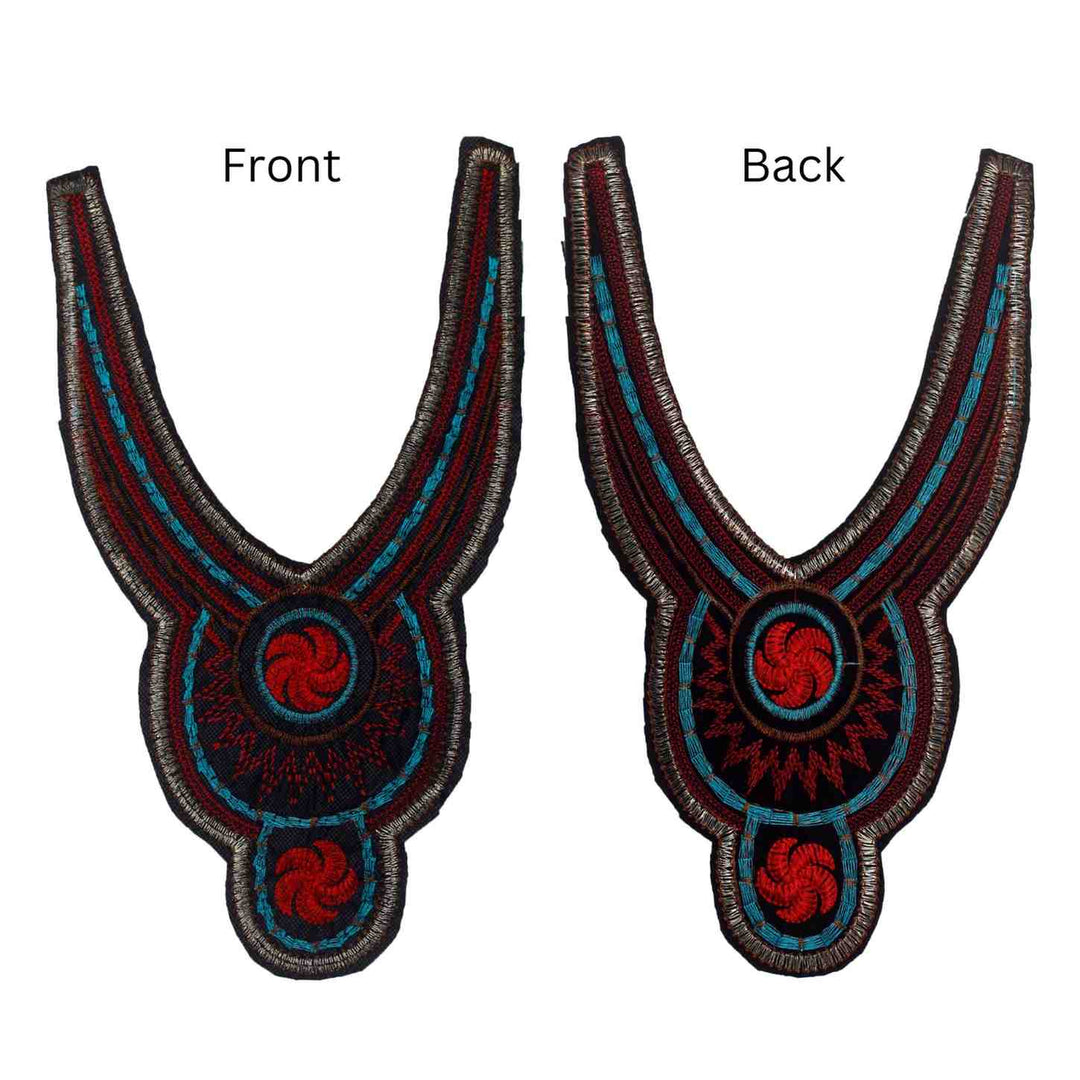 Front and Back Premium multicolor floral style ethnic neckline by Ani Accessories with intricate embroidery for dresses and kurti wear