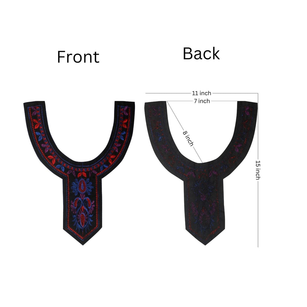 Front and Back Vibrant color U shape scoop neckline featuring elegant embroidery for festive outfits by Ani Accessories Brand