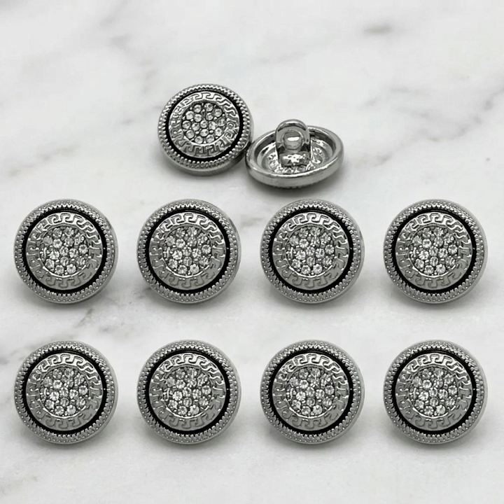 Greek Pattern Rhinestone Metal Shirt Buttons | 13mm(21L)