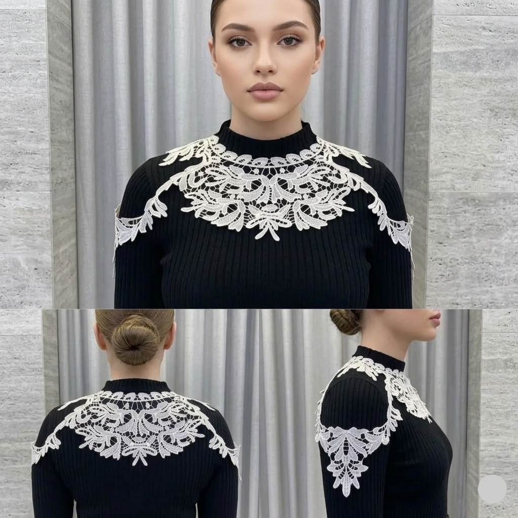 Shoulder Drop Dyeable Lace Scoop Neckline Patch
