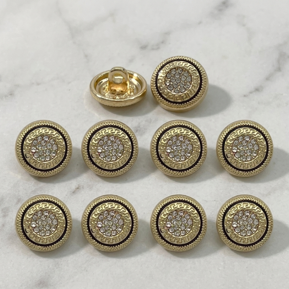 Greek Pattern Rhinestone Metal Shirt Buttons | 13mm(21L)