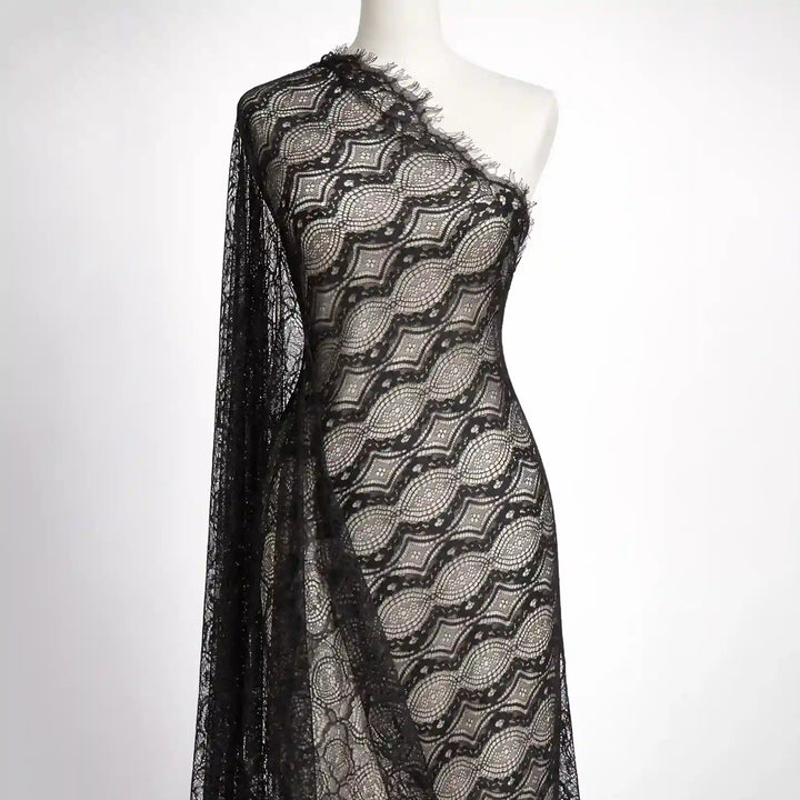 Geometric wave mesh French fabric 54 inches width by Ani Accessories for dresses and modern fashion wear