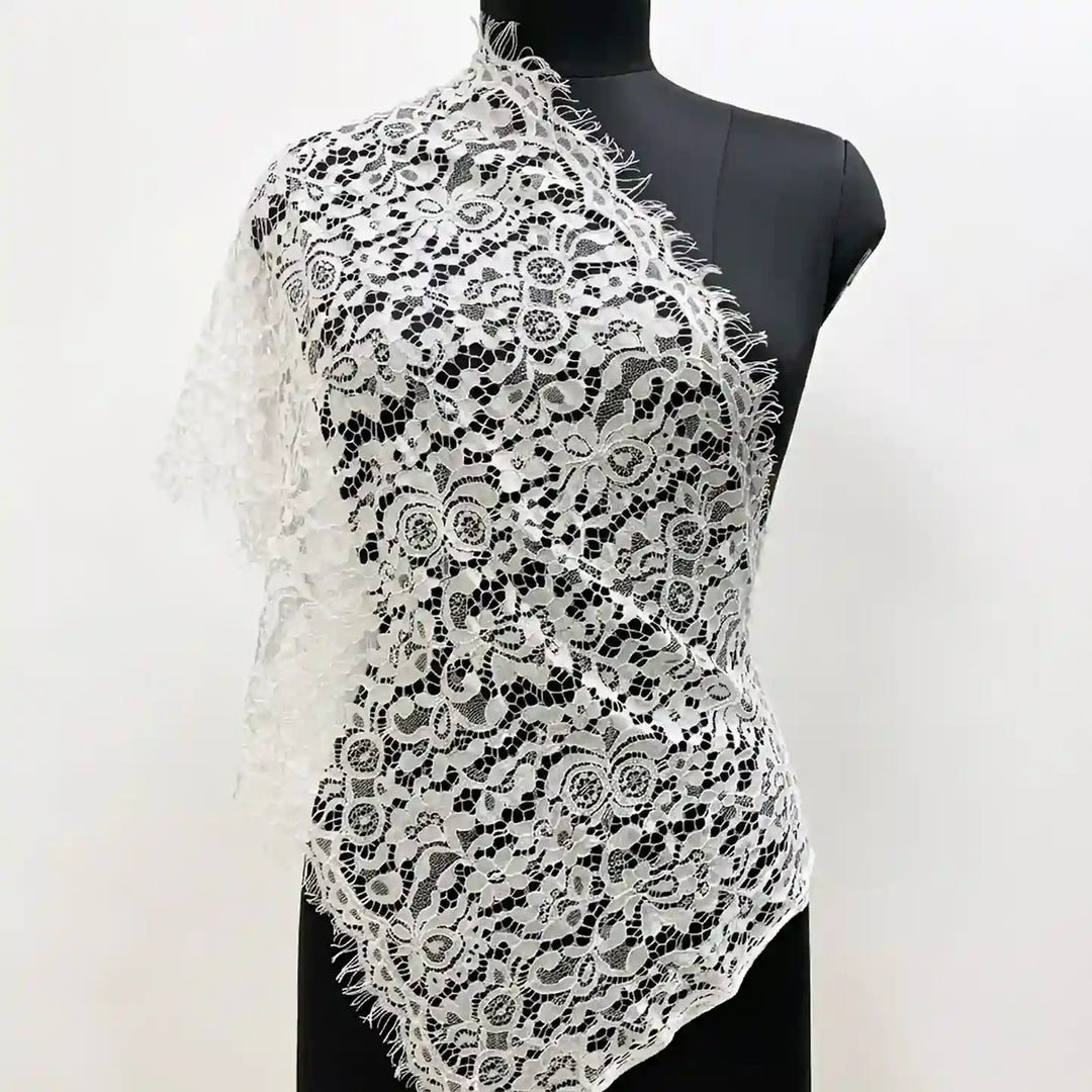 Graceful floral dyeable corded lace fabric 17 inches by Ani Accessories for dresses and couture styling